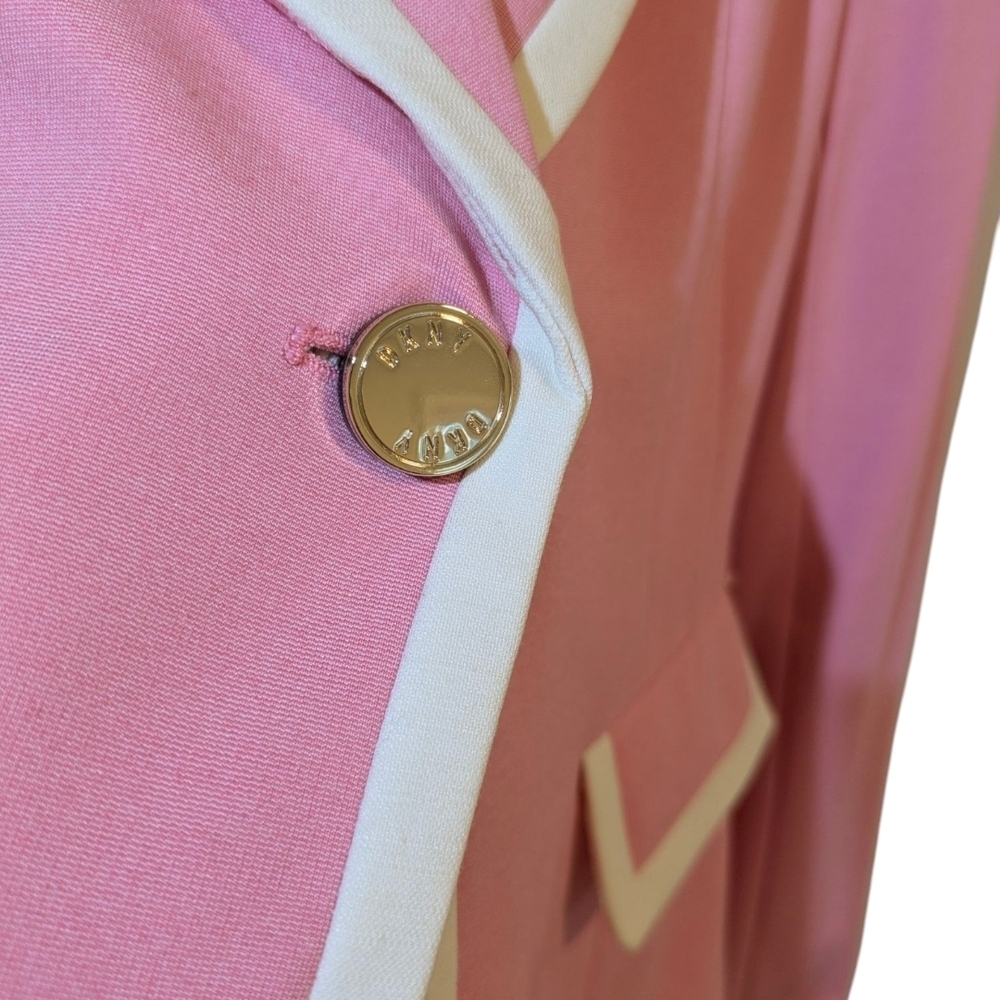 DKNY Pink Women's Blazer with Cream Accents - Picture 6 of 9